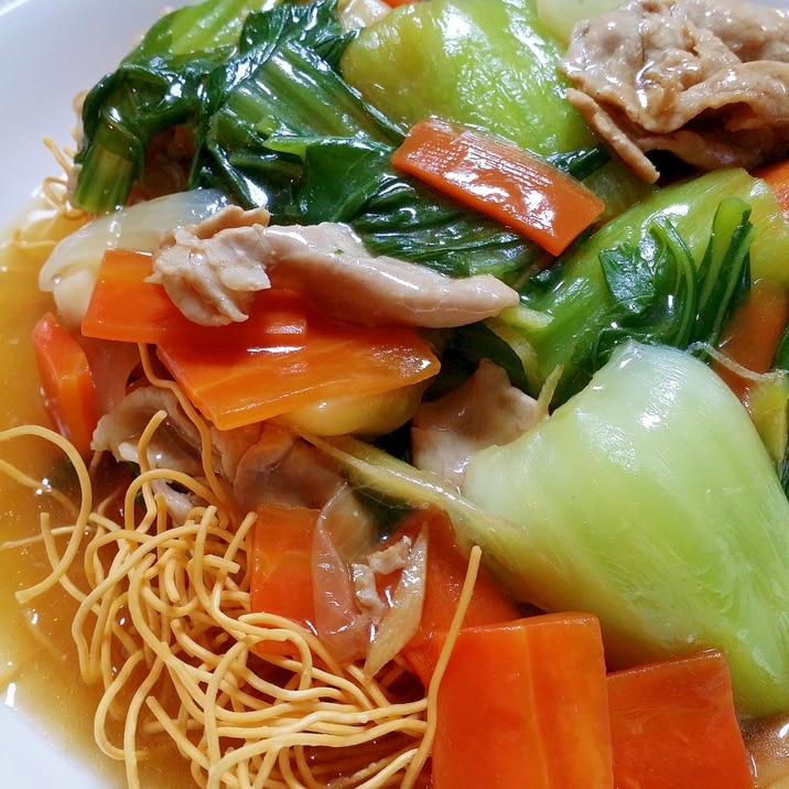 チンゲン菜で!簡単パリパリ皿うどん
